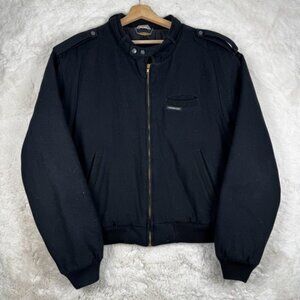 Vintage Members Only Knit Wool Men's Bomber Jacket Size 46 Black Quilted